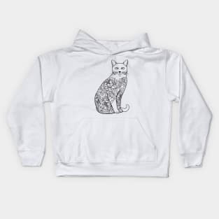 Cat In Lotus Tattoo Kids Hoodie